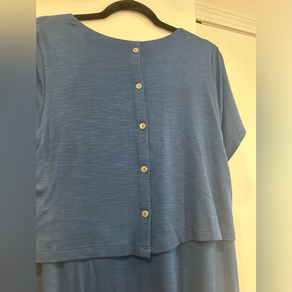 J Jill women's Size M short sleeve Teal Color Pull On Shirt Dress Button Detail - Picture 7 of 10